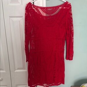 Elegant Red Lace Dress